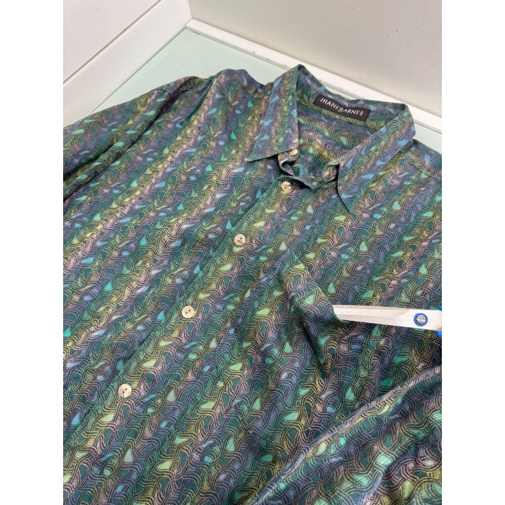 Jhane Barnes Men Shirt XL Abstract Psychedelic Long Sleeve Button Up Disco - Picture 2 of 8